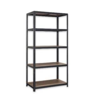 Étagère De Rangement Métal Noir 5 Niveaux En Bois Mdf 176X90X45Cm