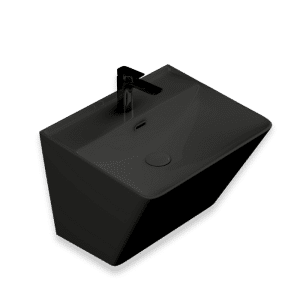 Lavabo monobloc noir brillant quartz 51x40x35,5cm