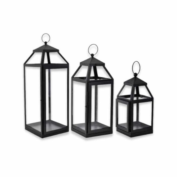 Set de 3 lanternes Noir transparent