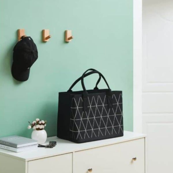 Sac tomisato 40x26x30 cm  Noir motif des lignes blanches
