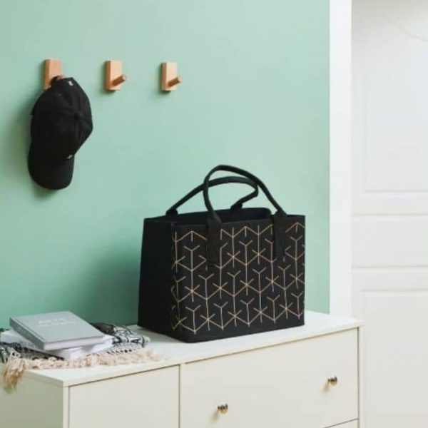 Sac tomisato 40x26x30 cm Noir motif des lignes blanches