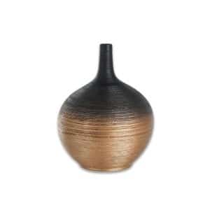 Vase en céramique Noir/doré 23,5 x18 cm