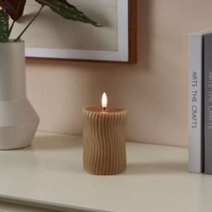 Bougie led 7x10 cm taupe