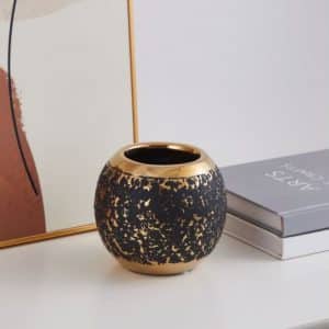 Vase en céramique Noir/or 11x12 cm