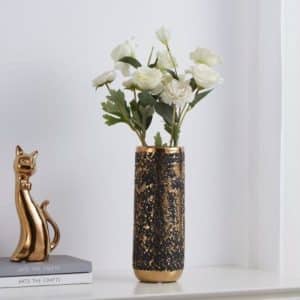 vase en céramique Noir/or 30x11 cm