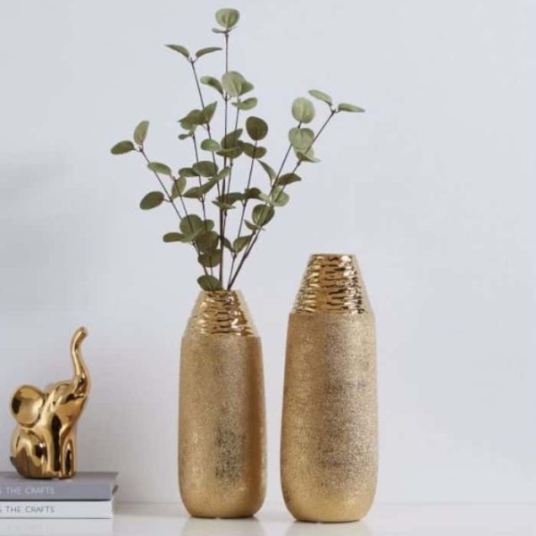 Vase en céramique or 30x11 cm