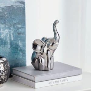 Objet décoratif à poser éléphant en céramique argent 20x10,5x8,5 cm