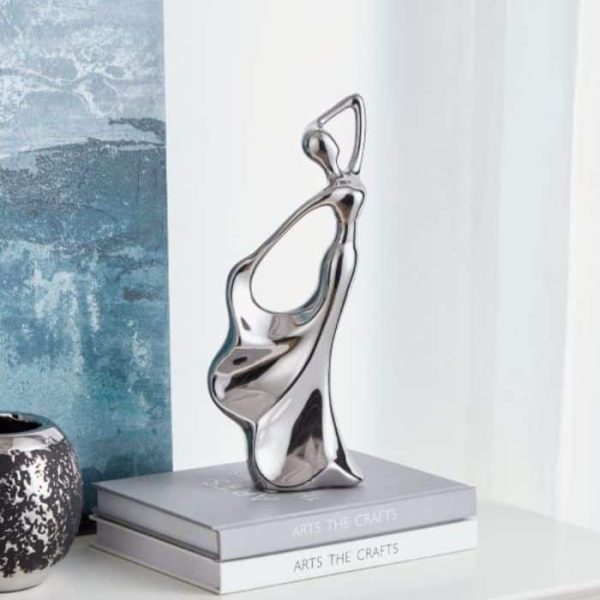 Objet décoratif à poser en céramique argent 27x6,5x12,5 cm