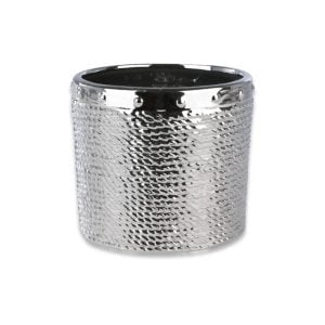 Pot en céramique argent 14,5x17 cm