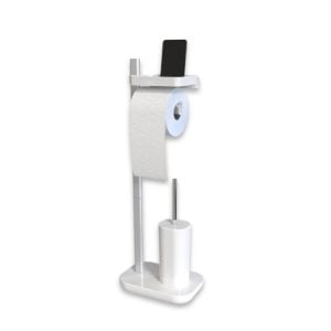 Support Brosse Wc Et Porte-Papier Toilettes Blanc