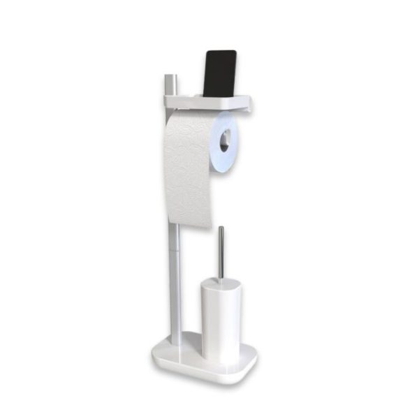 Support Brosse Wc Et Porte-Papier Toilettes Blanc