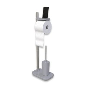Support Brosse Wc Et Porte-Papier Toilettes Gris