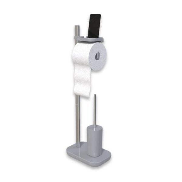 Support Brosse Wc Et Porte-Papier Toilettes Gris