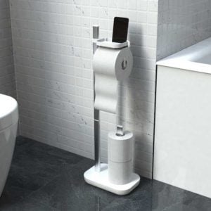 Porte Papier Toilette Avec Support Téléphone Blanc