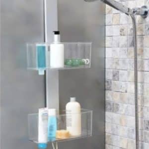 Étagère De Rangement D'Angle Pour Salle De Bain À 2 Niveaux Blanc