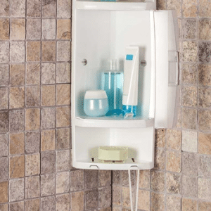 Étagère De Rangement D'Angle Pour Salle De Bain En Plastique Avec Porte