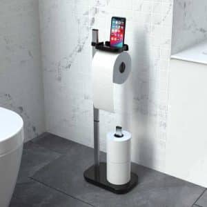 Porte Papier Toilette Avec Support Téléphone Noir