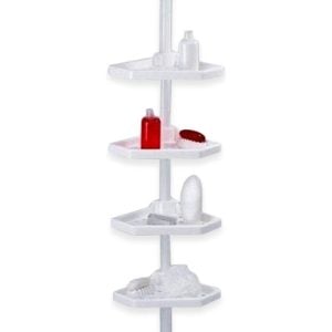 Étagère De Rangement D'Angle Pour Salle De Bain À 4 Niveaux Blanc