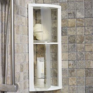 Étagère De Rangement D’Angle Pour Salle De Bain À 2 Niveaux En Plastique Transparent
