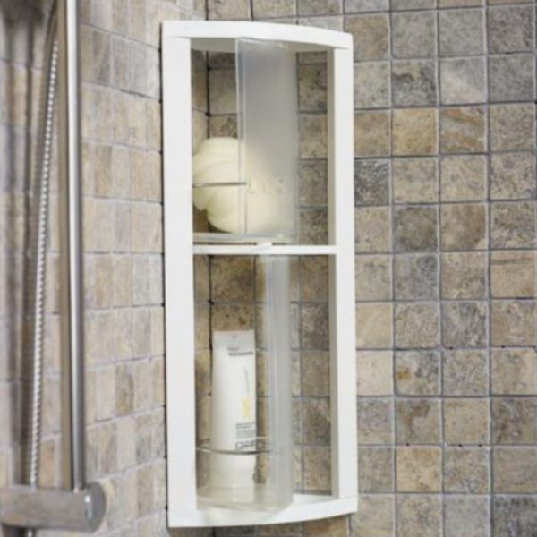 Étagère De Rangement D’Angle Pour Salle De Bain À 2 Niveaux En Plastique Transparent