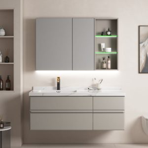 Meuble de salle de bains 120 x 50 x 48 cm contreplaqué kaki