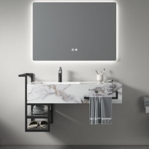 Meuble De Salle De Bain 100 X 50 X 20 Cm Gris Pandora