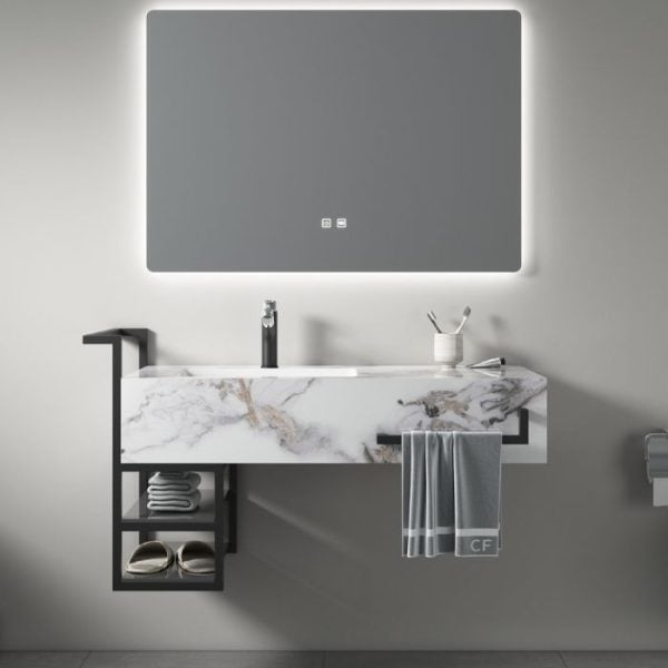 Meuble De Salle De Bain 100 X 50 X 20 Cm Gris Pandora