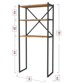 Organisateur à 3 étagères de salle de bain en métal PIN 160x66x34 cm – Image 2
