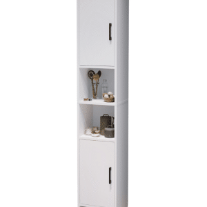 Armoire salle de bain  avec 2 portes 6 compartiments  Blanc 180x35x30 cm