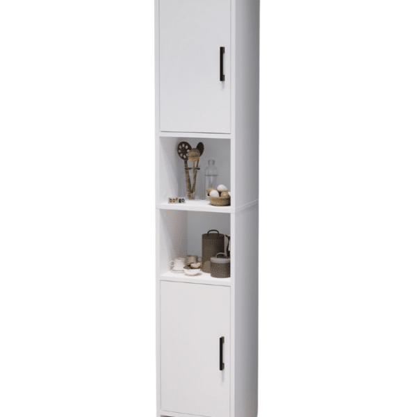 Armoire salle de bain  avec 2 portes 6 compartiments  Blanc 180x35x30 cm