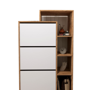 Meuble À Chaussures Décoratif Pin Et Blanc 143 x 83,9 x 32 cm