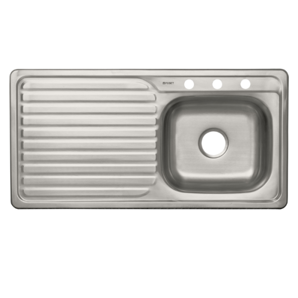Évier inox 1 bac + égouttoir 100x50 cm droit