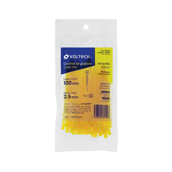 Collier de serrage 100 pièces 100x25 mm jaune