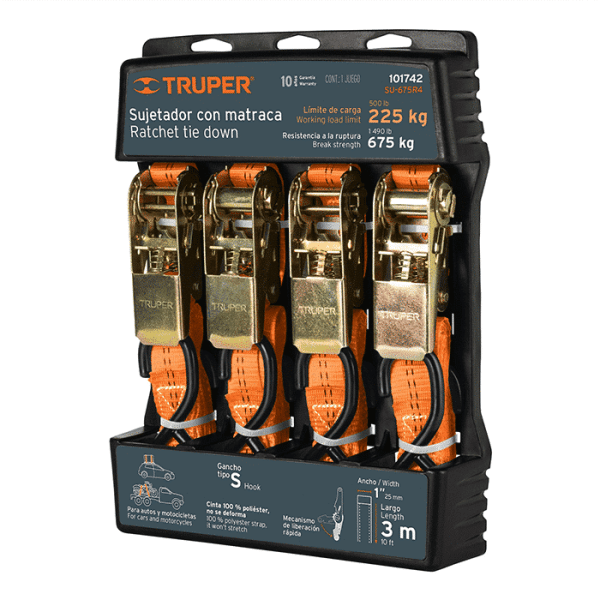 Set De 4 Sangles 3Mx25Mm 675 Kg