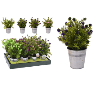 Plante artificielle en pot  26cm 4 assorti