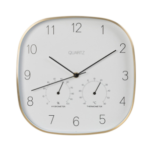 Horloge murale carrée en aluminium doré 28,5x28,5cm