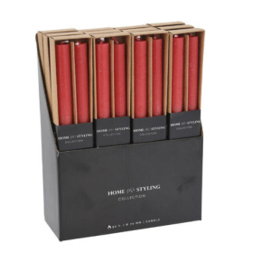 Set de 2 bougies bicolores 2x25cm en rouge et or