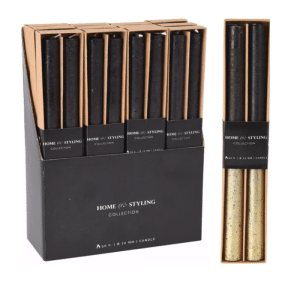Set de 2 bougies bicolores  2x25cm en noir et or