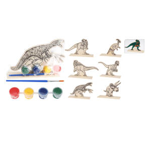 Set De Peinture, Dinosaure En Bois Et Pinceau