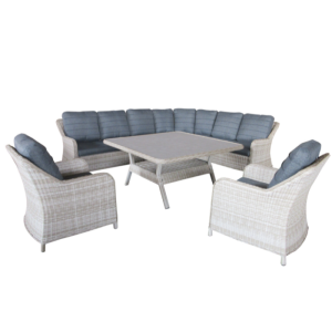 Salon jardin aluminium résine 6 places avec table et fauteuils – Mr Bricolage Maroc