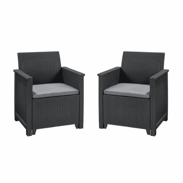 Set de 2 fauteuils avec coussin anthracite
