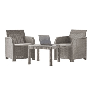 Set de 2 fauteuils avec table classique cappuccino