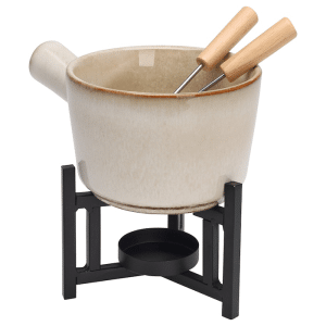 Service à fondue en porcelaine avec support 18x12x8 cm