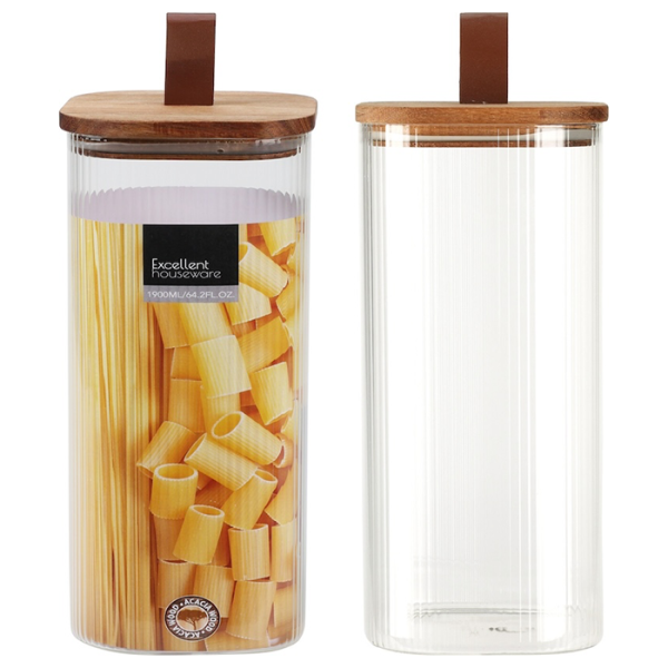 Bocal en verre avec couvercle en bois 1900 ml