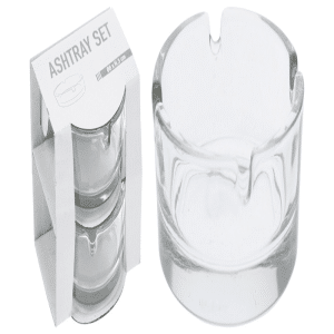 Set de 2 cendriers en verre 8 cm