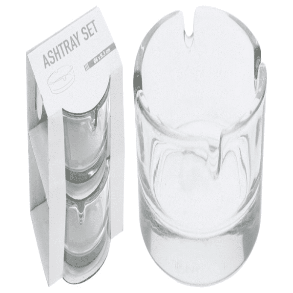 Set de 2 cendriers en verre 8 cm
