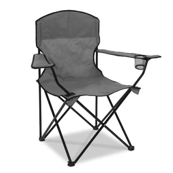 Chaise Camping Pliante Gris Avec Porte Bouteille