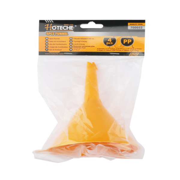 Entonnoir en plastique 4 pièces en polypropylène jaune