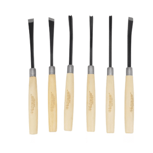Set de ciseaux à sculpter avec manche en bois 6 pièces