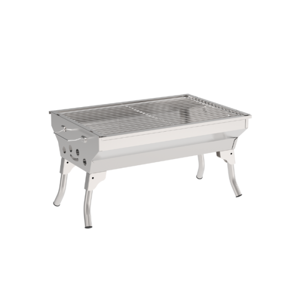 Barbecue Portable Au Charbon Bois En Acier Inoxydable 48X33.5X29 Cm